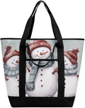 Insulated Shopping BagLarge Reusable Cooler Bags Winter Snowman Printed Foldable Shopping BagTravel Waterproof Shoulder Bag