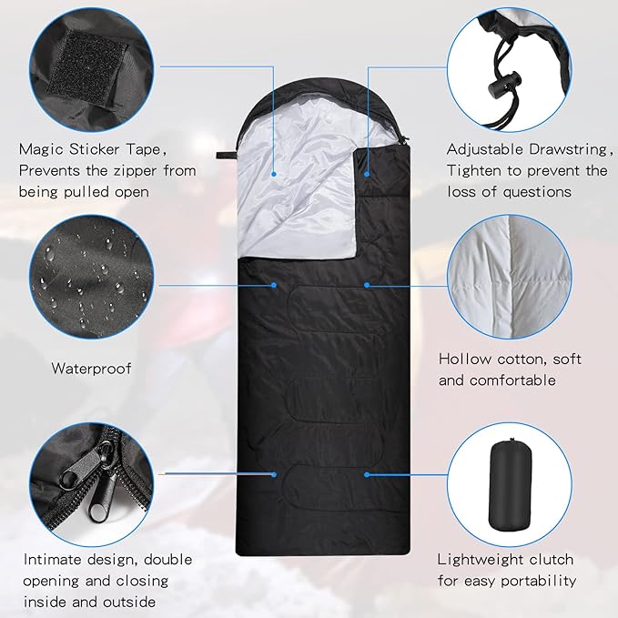 Macarrie 6 Pack Bulk Sleeping Bags for Homeless Donation 0 Degree Waterproof Sleeping Bags with Compression Sack for Adults Winter Cold Weather Care Camping Hiking Emergency