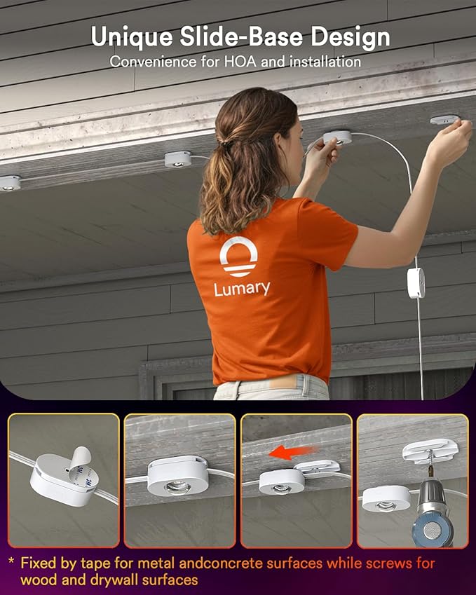 Lumary Permanent Outdoor Lights 2 with Remote for House 200ft with 120 RGBAICW LEDs 7200lm for Home Daily &amp Accent Lighting 110+ Scenes for Christmas Decor IP67 Waterproof Work with Alexa Goog