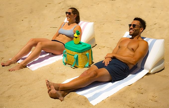 BeachBack Inflatable Lounger - Portable Air Couch for Beach and Camping with Adjustable Back Support - Travel Friendly Beach Lounger Easy to Carry &amp Set