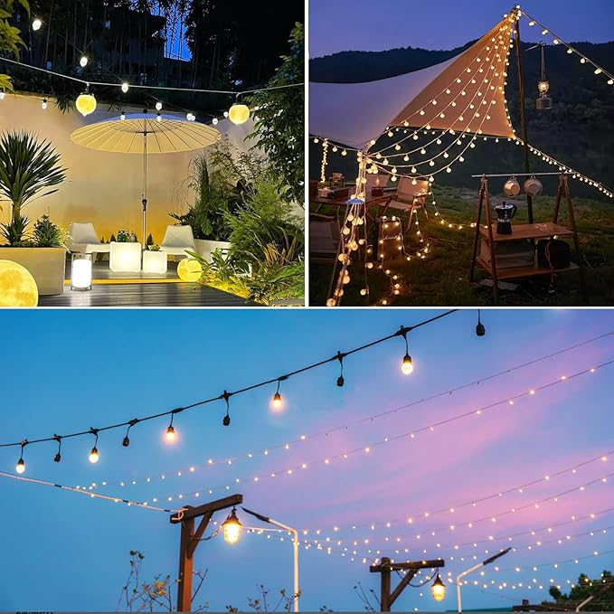 Upgraded Outdoor String Light Hanging Kit 350ft Globe String Light Suspension Kit w/Expansion Hook Stainless Steel 304 String Light Guide Wire Black Guy Wire kit for Wedding Dinner Barbecue