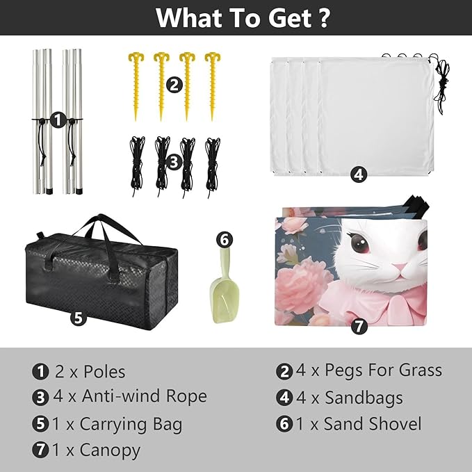 Easter Bunny Rabbit EggsCamping Sun Shelters 9.2 x 10.5 FT Beach Canopy Tent Sun Shade with Carrying Bag for Camping Trips Fishing Backyard Fun or Picnics 21340381