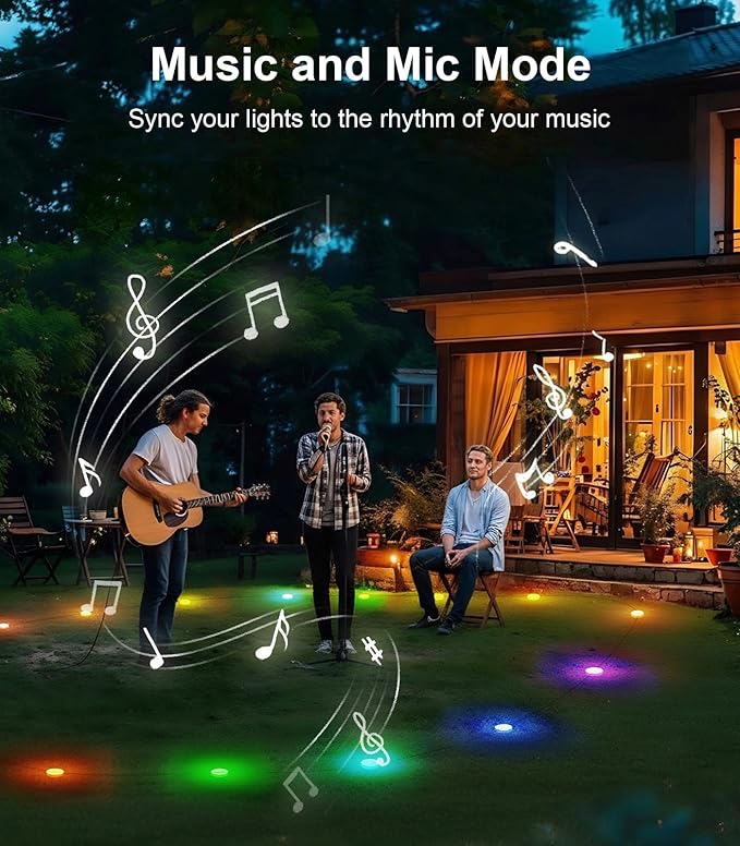 100Ft RGB Ground Lights Outdoor LED Pathway Lights Multi Color Changing Christmas Decor Waterproof Walkway Lighting for Outside Garden Back Yard Lawn Driveway Patio Landscape Lighting Smart Control