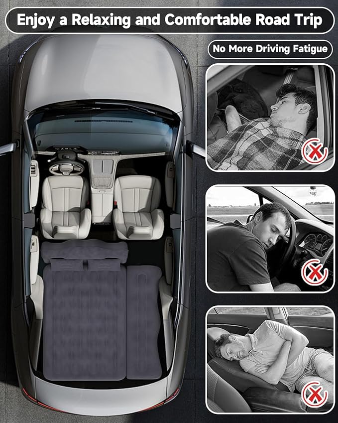 Umbrauto Inflatable Car Mattress Bed: SUV Camping Air Bed for Truck Backseat with Pump &amp Pillows Car Sleeping Airbed for Van Back Seat