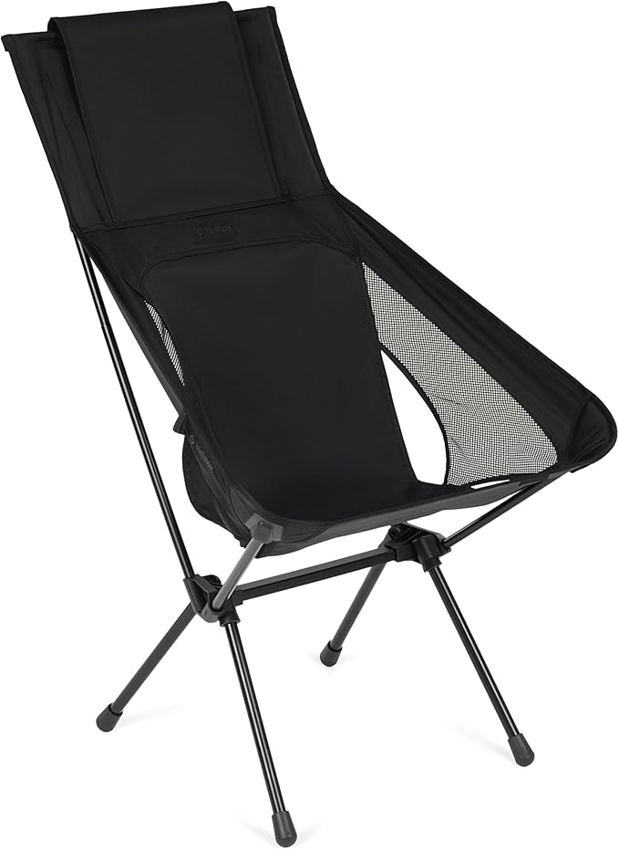 Helinox Sunset Chair (re) Packable Outdoor Furniture Summer Vacation Holiday Seat Foldable Lightweight High-Back Comfort Sustainable Eco-Friendly Materials 3.66 lbs(1.6 kg) Blackout Edition