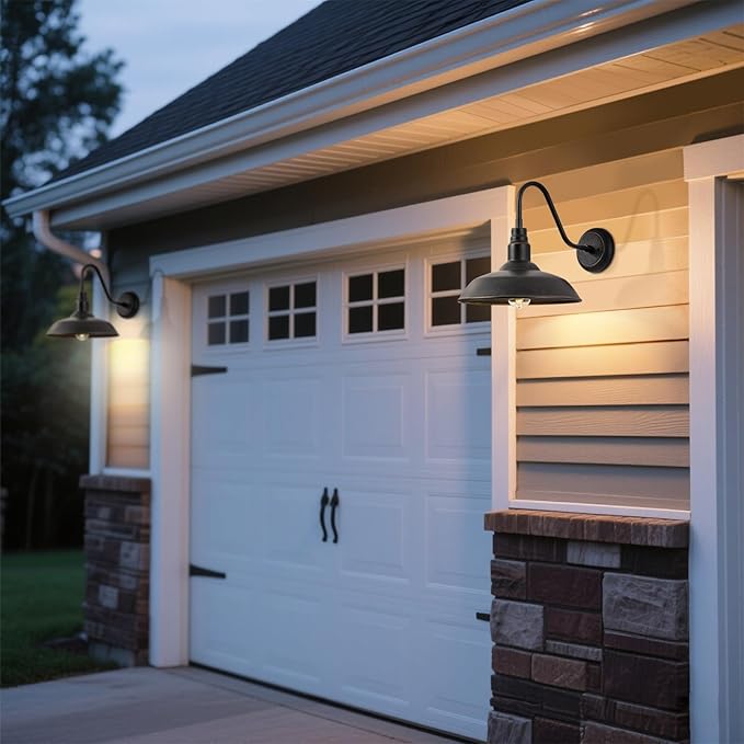 14in Outdoor Gooseneck Barn Light for Garage 2 Pack Bronze Exterior Wall Lights Fixture for Porch Outside Farmhouse Wall Sconce for Patio Cabin Entryway