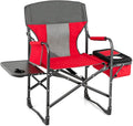 Tangkula Camping Chairs Folding Camp Chair with Side Table Cooler Bag Portable Outside Padded Lawn Chair for Travel Picnic Fishing Heavy Duty Oversized Director Chair for Adults Supports 400lbs