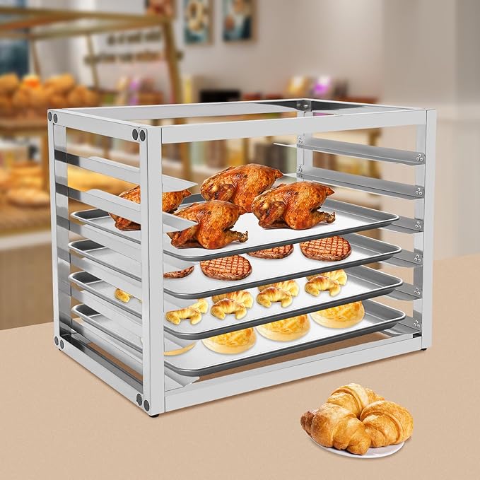 Baking Tray Rack 6 Tiers Pan Rack Stainless Steel Bakery Rack Commercial Bun Pan Rack Tabletop Sheet Pan for Bakeries Kitchens Restaurants Each Tier 44.09 lbs Capacity 28 * 18 * 21 inch