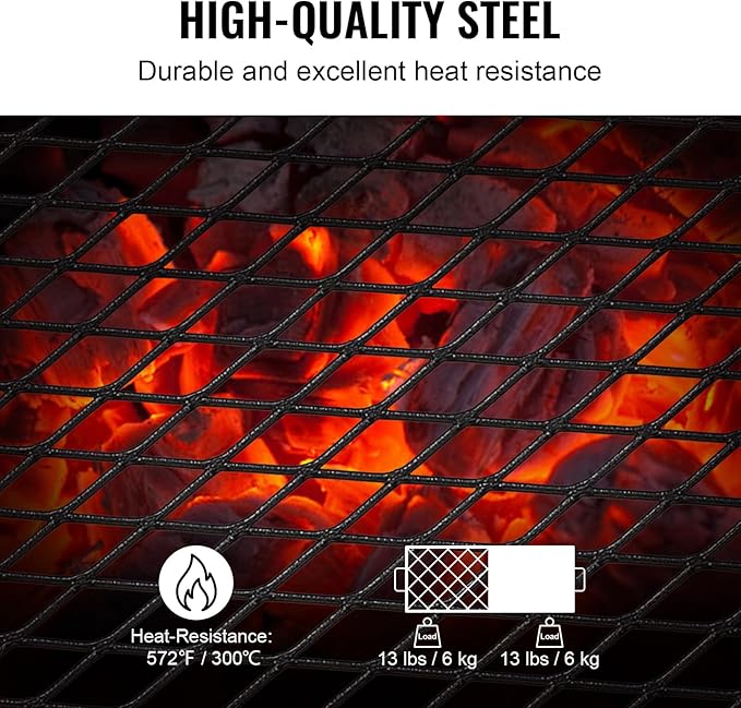 VEVOR Folding Campfire Grill Heavy Duty Steel Mesh Grate 22.4 Portable Camping Grates Over Fire Pit Camp Fire Cooking Equipment with Legs Carrying Bag Grilling Rack for Outdoor Open Flame Cooking