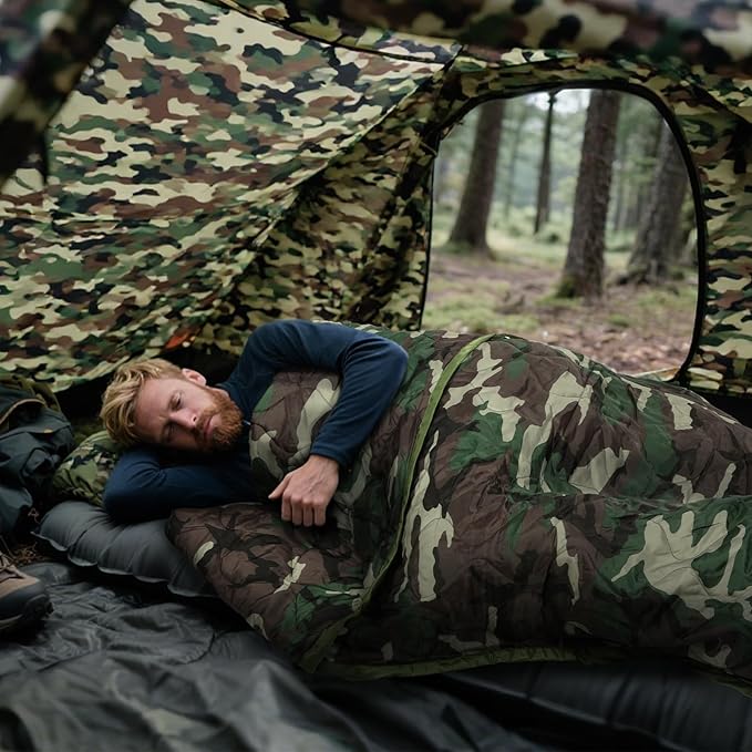 REDCAMP Military Camping Blanket Water-Resistant Thermal Poncho Liner Lightweight Insulated Outdoor Blanket for Hiking Camping with Compression Carry Bag