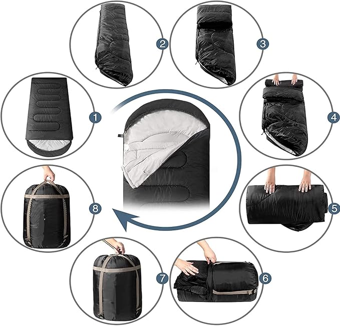 Cold Weather Sleeping Bag for Adults Teens Kids Hooded Sleeping Bag with Compression Sack for Camping Backpacking Extreme Cold Indoors or Outdoors