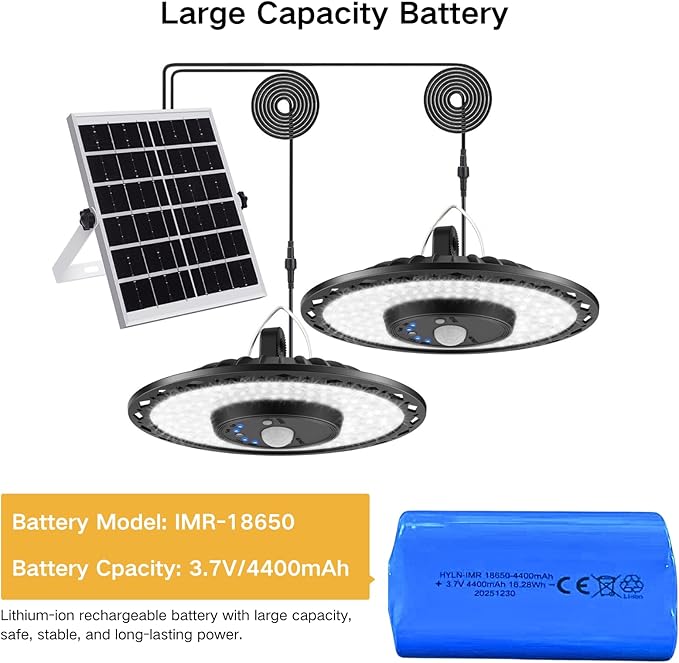 Auzev Shed Lights Solar Powered Indoor Outdoor 3000LM Pendant Light with Switch Remote Timer 3 CCT IP65 Waterproof for Barn Gazebo Garage Shop Interior Home Daytime Available