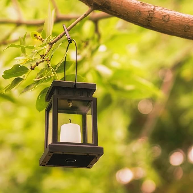 GIGALUMI Solar Lanterns Outdoor Waterproof 4 Pack Hanging Solar Lanterns for Outside Candle Effect Outdoor Lights for Pathway Garden Patio Lawn Porch Gazebo Tent Tree Yard(Constant Lights)