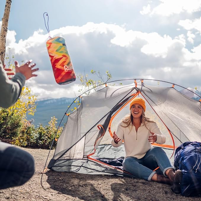 Rumpl Original Puffy Blanket - Warm Water-Resistant Camping Blanket with 100% Recycled Synthetic Insulation 52x75 Original Puffy V1 Geo Fresh