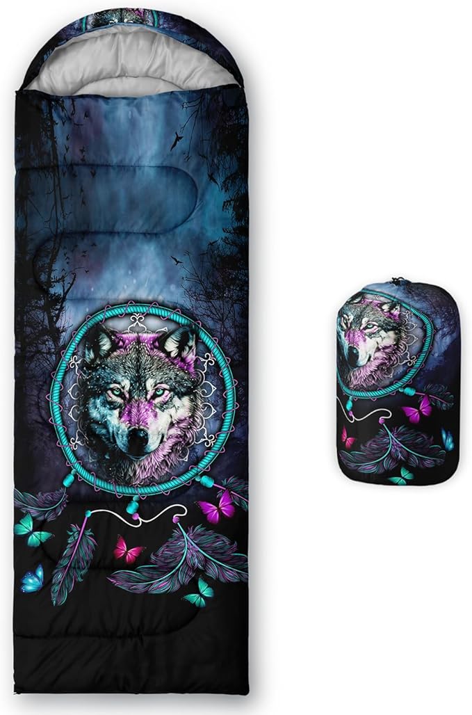 HOSIMA Dear Hunting Pattern Cold Weather Sleeping Bags for Kids AdultsBlack Light Weight Waterproof Sleeping Bags for Outdoors Hiking.