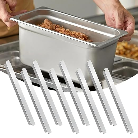 Stainless Steel Steam Table Adapter Bars – 8 Pieces Durable Divider Rods for Hotel Pan Configuration Rods Commercial Food Service Accessories for Buffet Wedding School Cafeterias