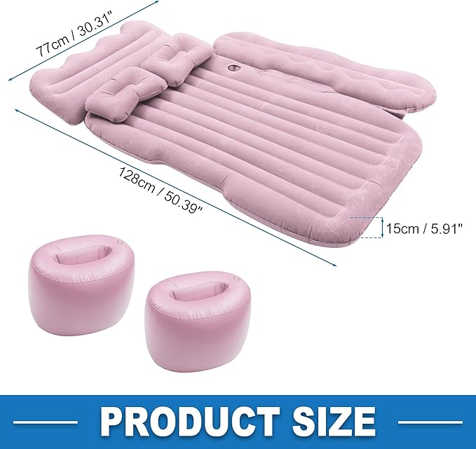 Car Air Mattress Sleeping Mat Comfortable 50.39x30.31x5.91 Back Seat Bed Camping Air Mattress Bed with Pillows for Car SUV