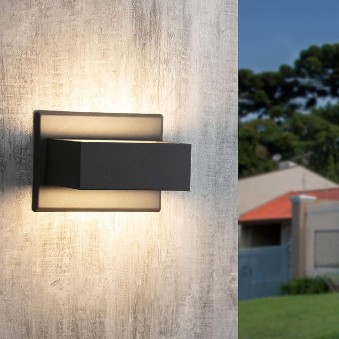 2 Pack Up Down Outdoor Wall Light Fixture LED Exterior Wall Mount Porch Light for Front Door Garage House Patio7.5W Hard Wired IP54 Waterproof