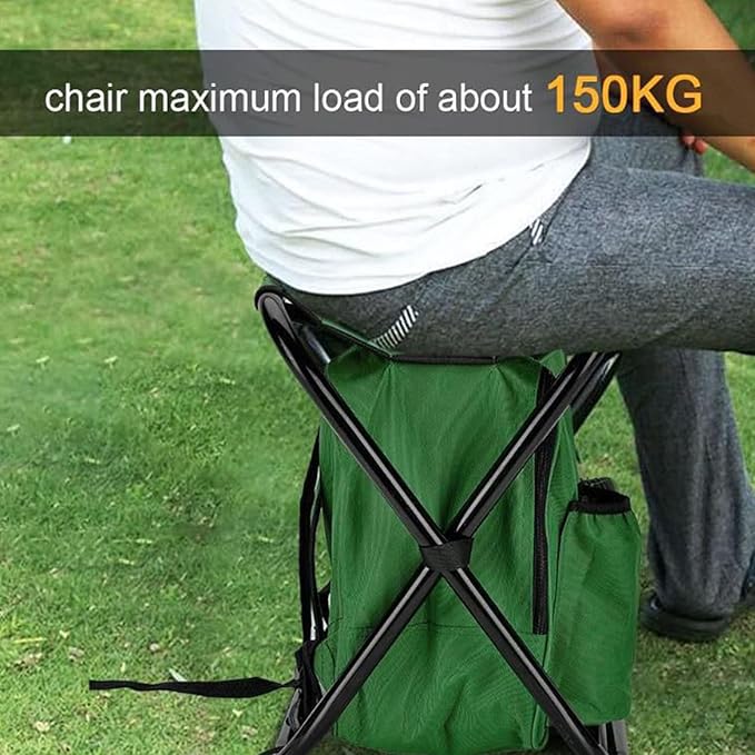 Drfeify Fishing Backpack Cooler ChairLightweight Large Capacity Stool Backpack Cooler Chair for Travel Beach Hiking Picnic