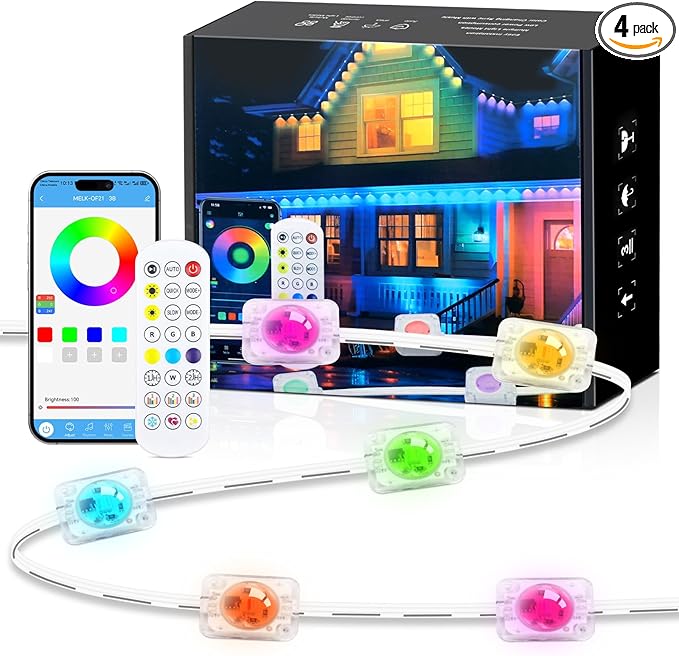 Permanent Christmas Lights Outdoor DIY App &amp Bluetooth Music Waterproof Ip65 200 Ft Permanent Outdoor Lights for Soffit Fence Garage Landscape Patio.