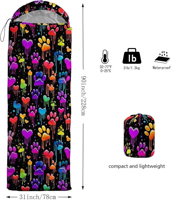 QOOMO Camping Sleeping Bags3 Season Warm &amp Cool WeatherLightweightWaterproof Sleeping Bags for Adults &amp KidsTravelingand OutdoorsCamping Gear Equipment