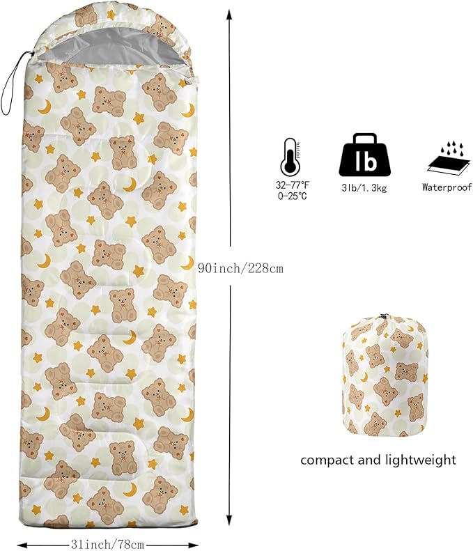 AILONEN Kawaii Panda Sleeping BagsLightweight &amp Waterproof3 Season Warm &amp Cool WeatherDreamy Purple Flower Animal Themed Sleeping Bags for BoysGirlsKidsAdults TravellingOutdoors