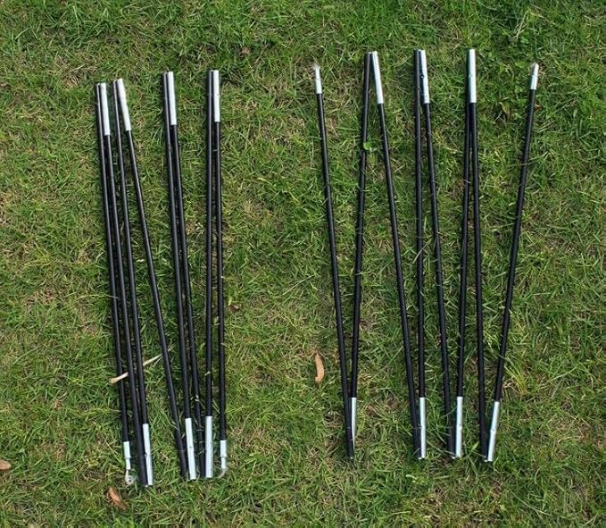 Fiberglass Tent Poles Replacement Kit - 2 Poles 4.9M Adjustable for Tarp &amp Awning Poles - Camping &amp Hiking