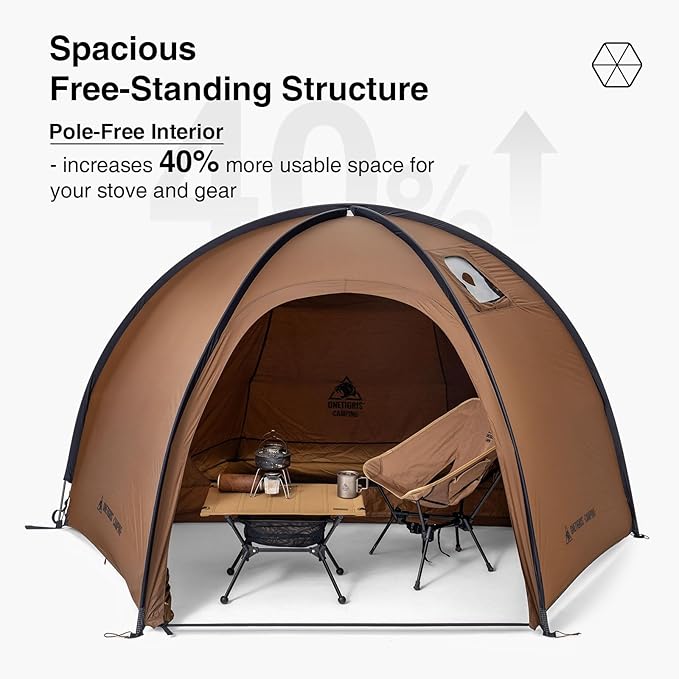 OneTigris Coco NEST Solo Hot Tent with Stove Jack 3000mm Waterproof Windproof Free-Standing Dome Tent with Mesh Inner