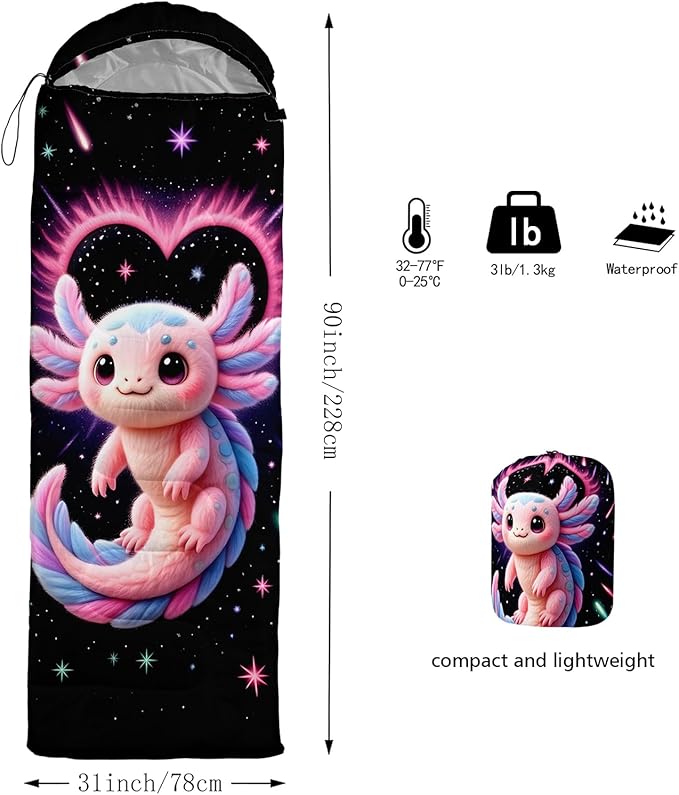 AILONEN Cartoon Camping Sleeping Bag for Boys Girls AdultsLightweight &amp Waterproof3 Season Warm &amp Cold WeatherPortablePrinted Sleeping BagTravelingCampingHiking