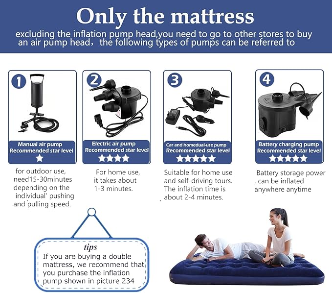 Foldable Inflatable air Mattress Suitable for Indoor and Outdoor air Mattress Thickened Waterproof can be Used for Camping Tents (excluding Inflation Tools (Small Double)