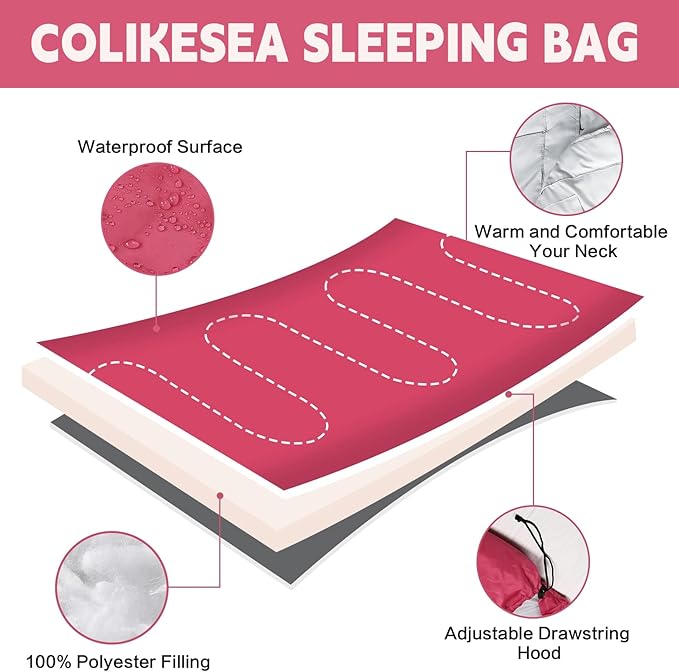 Sleeping Bags for Adults Teens &amp Kids - Use for 3-4 Seasons Warm &amp Cold Weather - LightweightWaterproof Use for Backpacking Hiking and Camping