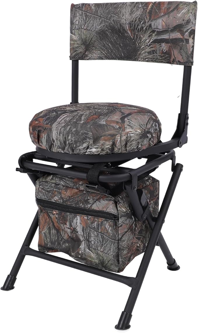 Pssopp Folding Rotating Fishing Outdoor Chair Anti Wear 600D Oxford Cloth Strong Weight Capacity 360 Degree Rotating Camping Chair for Hiking