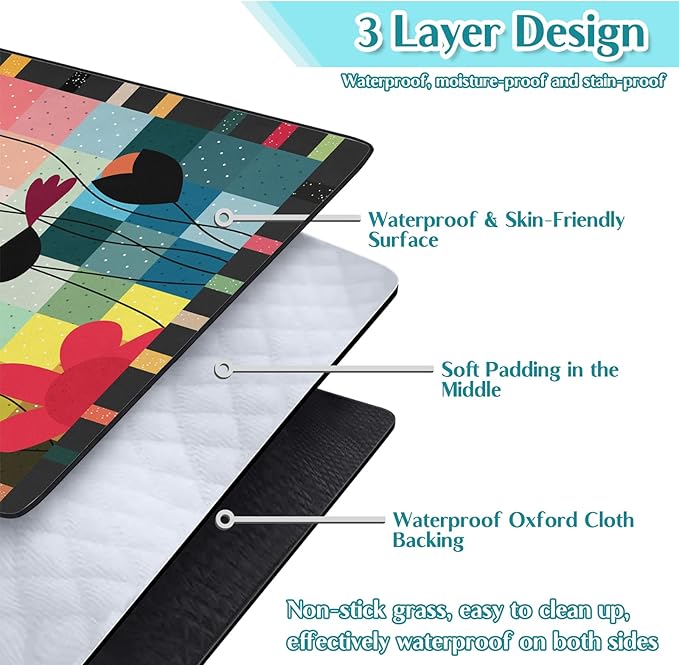 Abstract Floral Picnic Blankets Waterproof Foldable 60″X80″ Thick Picnic Mat Outdoor Blanket for Grass Modern Beach Blanket Sandproof Picnic Accessories for Camping Party Park Travel