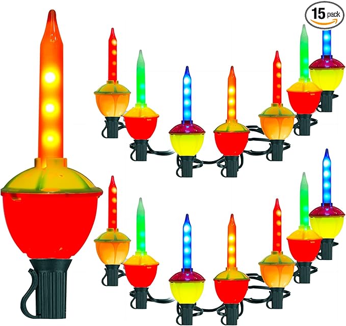 15.5FT Vintage Multicolor LED Bubble Lights for Christmas TreeRetro Bubbling Christmas Lights Liquid-Free Energy Saving Design Connectable Up to 48 Strands UL Certified Indoor Outdoor Decor