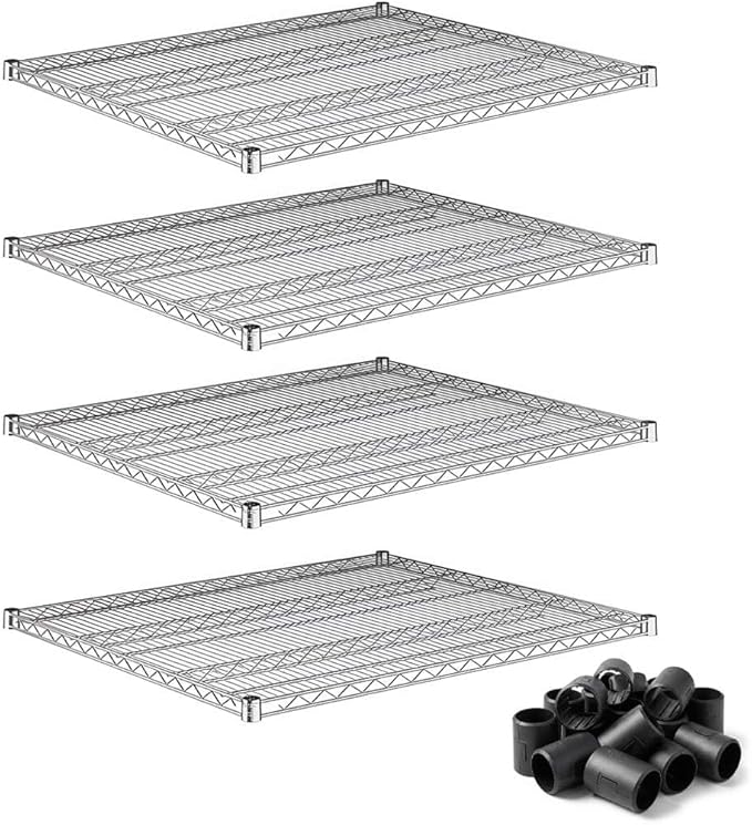 36 x 42 Extra Wire Shelves 4 Pack for Storage Racks NSF Chrome Finish 600 lb Capacity