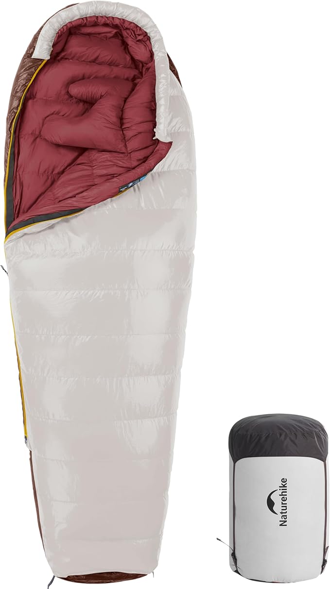Naturehike 0 Degree RDS Down Mummy Sleeping Bag for Adults 650 Fill Power Cold Weather Backpacking Sleeping Bag for Camping Hiking -1℉ 18℉ 30℉ YKK Zipper
