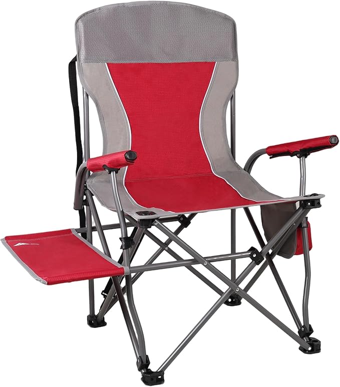 Ablazer Camping Chairs with Side Table Support 300 LBS Lawn Chairs for Adults Heavy Duty Folding Chairs for Outside Camping RV Trip (Red)
