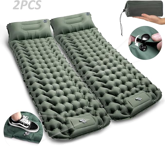 Camping Sleeping Pad Extra Thick Ergonomic Camping Mattress with Built-in Pump Lightweight and Compact for Backpacking Hiking Tent