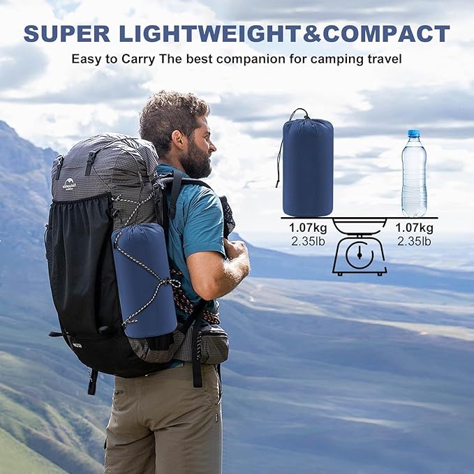 Camping Sleeping Pad with Pillow: Extra Thick 4.7 Inch Ultra-Light Self Inflating Air Mat Portable Waterproof Inflatable Sleep Mattress with Built-in Foot Pump for Outdoor Traveling (Navy Blue)