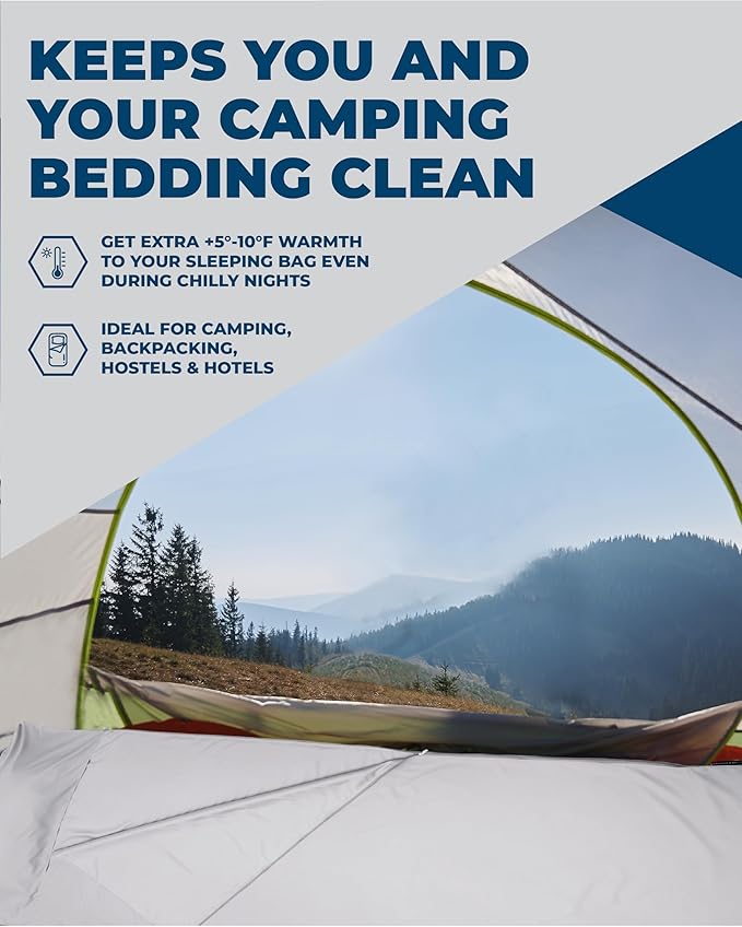 The Friendly Swede Sleeping Bag Liner — Ultralight Polyester or Cold Weather Microfiber Adult Sleep Sack- Camping Sheets - Travel Sleeping Bag with Pocket-Size Stuff Sack