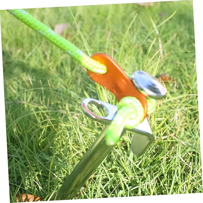 HANABASS 4pcs Sturdy Steel Tent Stakes and Hooks Tent Pegs Nails for Stake Kit Outdoor Camping Tarp Fixation