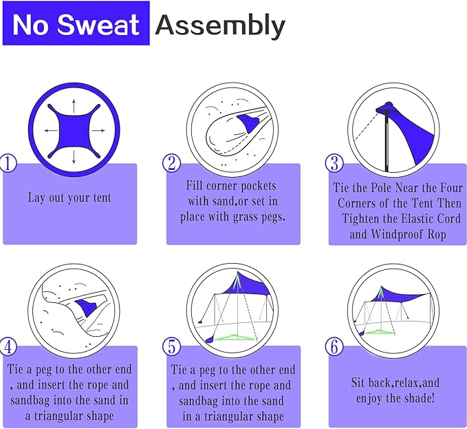 UMARDOO Family Beach Tent Canopy Sun Shade Portable 10×10FT Large Wind Resistance Beach Sun Shelter Easy Setup with Packable Carry Bag for Outdoor Travel UPF 50+(Purple)
