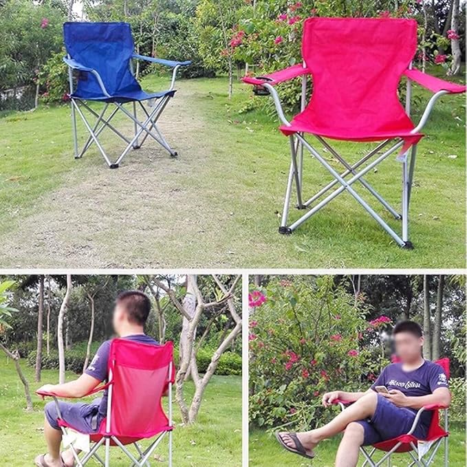 Outdoor Folding Camping Chair with Armrests Large Cup Holders Ultralight Aluminum Frame Portable for Fishing Hiking Beach Picnic Patio