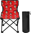 Sinestour Red Custom Photo Folding Camping Chair for Teen Child Personalized Name 14.6×14.6in Portable Outdoor Chair with Carry Bag for Barbeques Travel Lawn