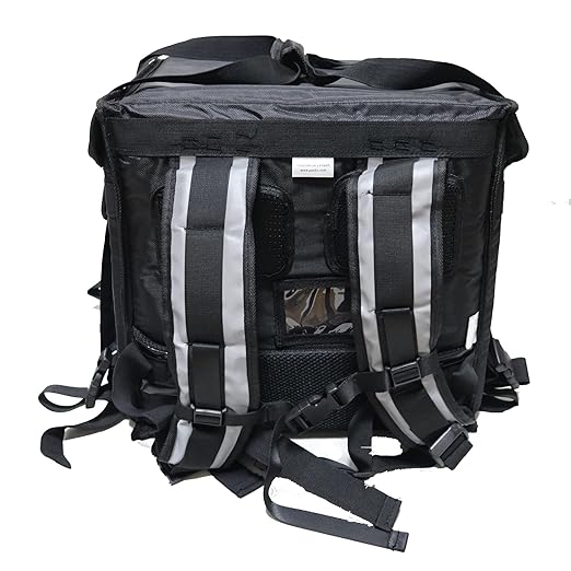 PK-64B: Big Pizza/Food Delivery Bag for Motorcycle or Bicycle 16x16x16 with Metal Rack for Motorcycle Use