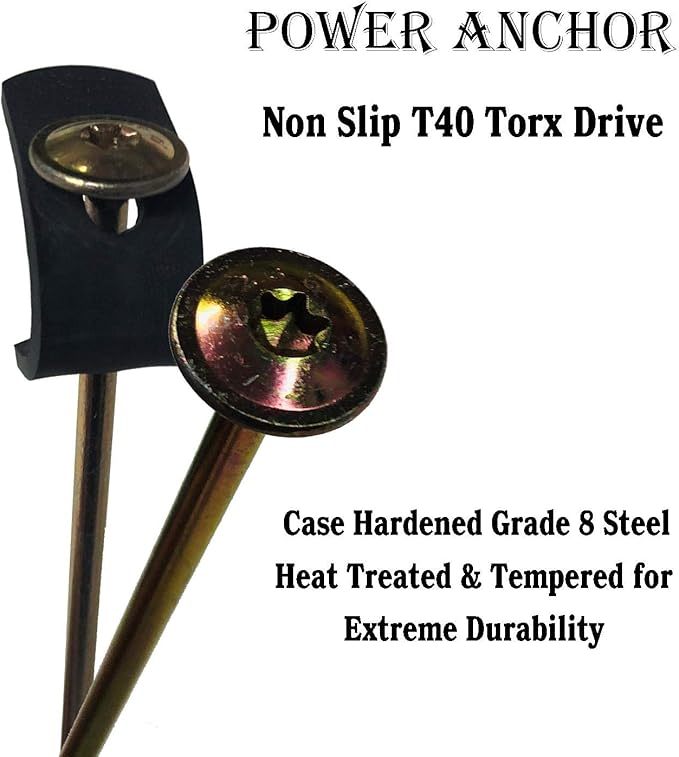 Keyfit Tools All Terrain Tent Stake (8 Pack) Screw in Tent Stake Ground Anchor with Secura Strap for Extreme Winds Secure Tarps Fish Houses Hunting Ground Blinds Camping Tent