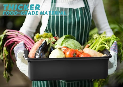 Commercial Bus Tubs/Dishwashing Tubs 13L Plastic Restaurant Basin Utility Tub/Tote Box Set of 4 Black