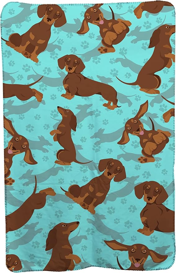 Caroline's Treasures MLM1017TBLT Chocolate and Tan Dachshund Soft Travel Blanket with Bag Airplane Blanket Indoor Outdoor Camping Blanket for Traveling Picnics Beach Trips Concerts