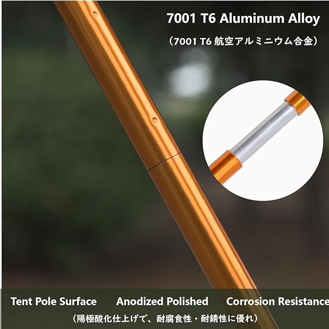 JEELAD Tent Pole Aluminium Rod Replacement Tent Pole Supporting Rod Awning Poles Kit for Outdoor Camping Hiking (A - Tent Poles - Gold 14.5 ft)