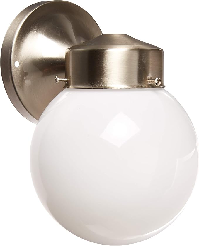 Nuvo SF76/705 Porch Wall Fixture with Globe Brushed Nickel Polished Brass